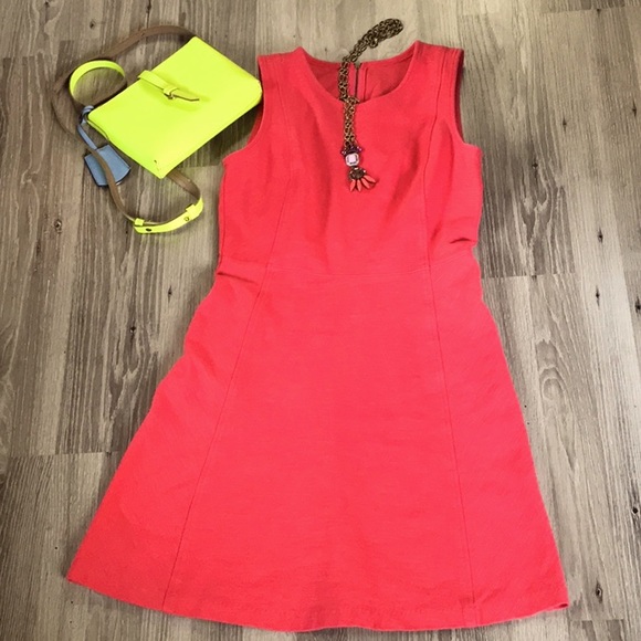 J. Crew Sleeveless salmon color, stretchy, springy, flare dress sz 4 - Picture 2 of 10